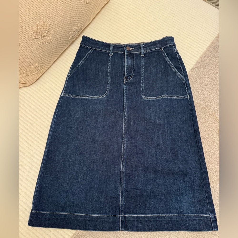 inherit Echo Dark Denim Patch Pocket Midi Skirt